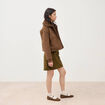 Manteau r&eacute;versible oversize court marron femme