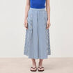 Jupe longue &eacute;vas&eacute;e en coton ray&eacute; bleu femme