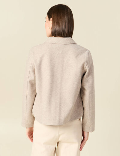 Cardigan droit court col classique creme femme