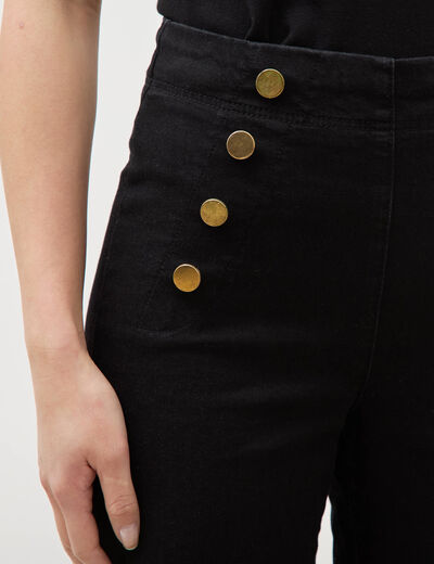 Jeans bootcut taille haute 7/8&egrave;me denim noir femme