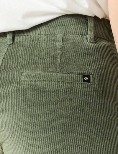 Pantalon large 7/8&egrave;me taille haute vert kaki femme
