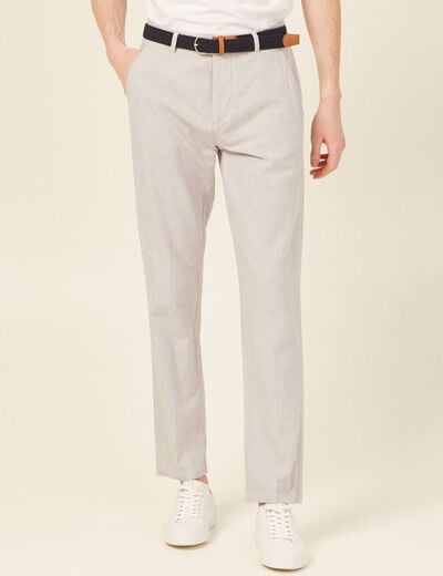 Pantalon chino longueur 32 avec ceinture gris fonc&eacute; homme