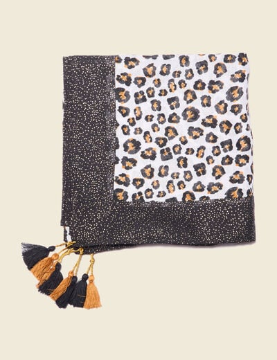 Foulard &agrave; pampilles noir femme