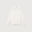 Chemise droite col rond manches longues ecru femme
