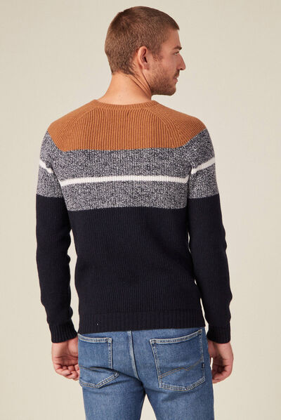 Pull manches longues marron homme