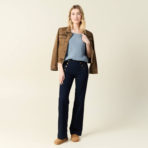 Pull manches courtes bleu gris femme