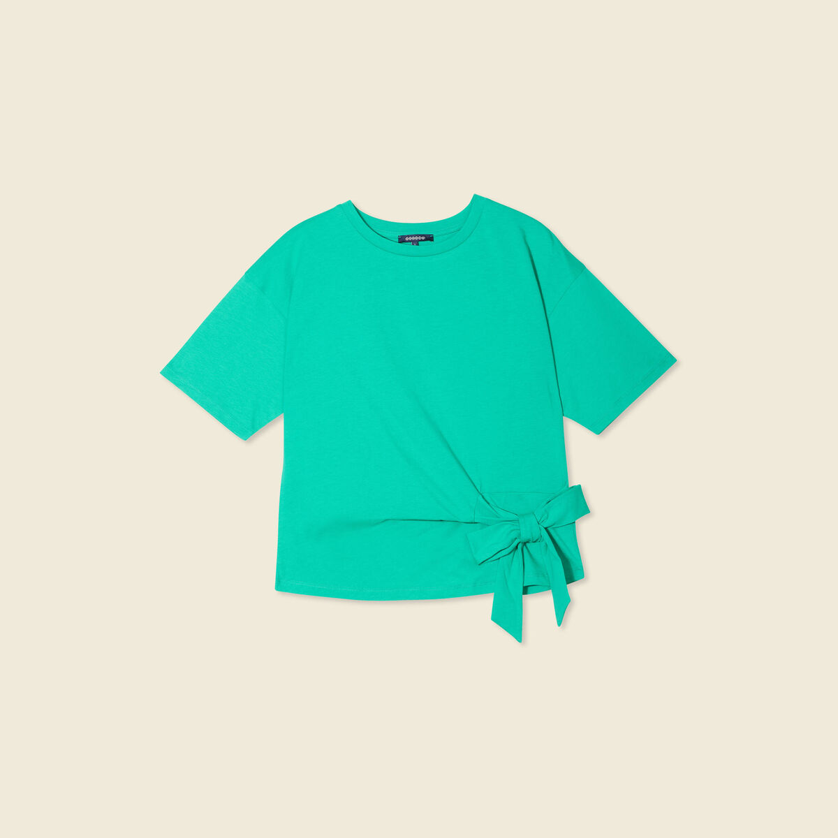 T-shirt manches courtes noeud vert femme