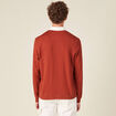 Sweat manches longues col polo marron cognac homme
