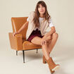 Short paperbag velours prune femme