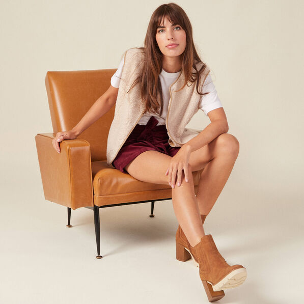 short paperbag velours prune femme Short paperbag velours prune femme