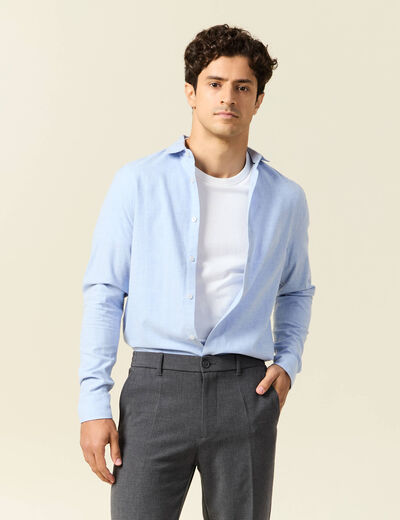 Chemise col classique manches longues bleu ciel homme