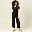 Combinaison pantalon ceinturée noir femme