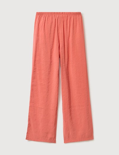 Pantalon large taille standard fluide rouge fonc&eacute; femme