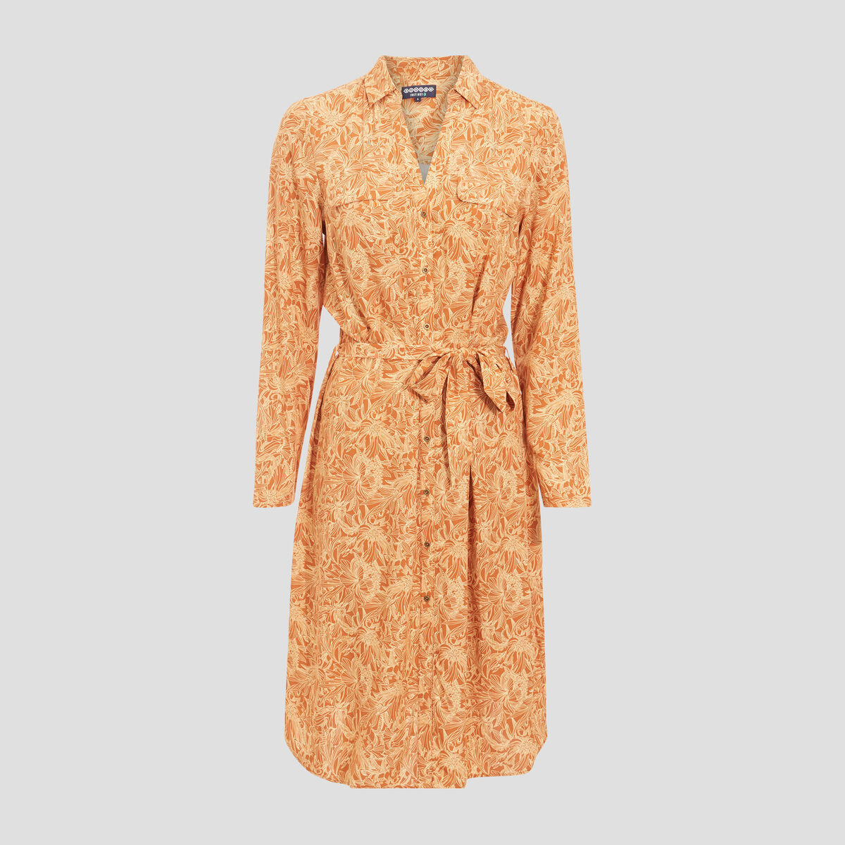 Robe &eacute;vas&eacute;e manches longues 3/4 camel femme