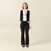 Sweat manches longues col polo ecru femme