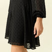 Robe fluide col v manches longues noir femme