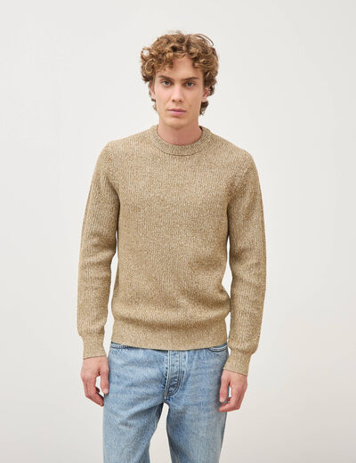 Pull manches longues camel homme