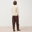 Pull droit col v manches longues creme femme