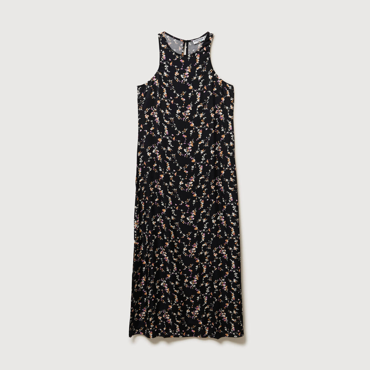 Robe longue droite sans manches noir femme