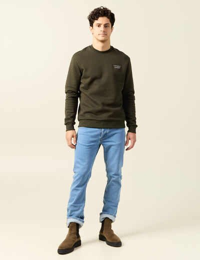 Sweat manches longues vert kaki homme
