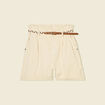 Short paperbag ceinturé creme femme