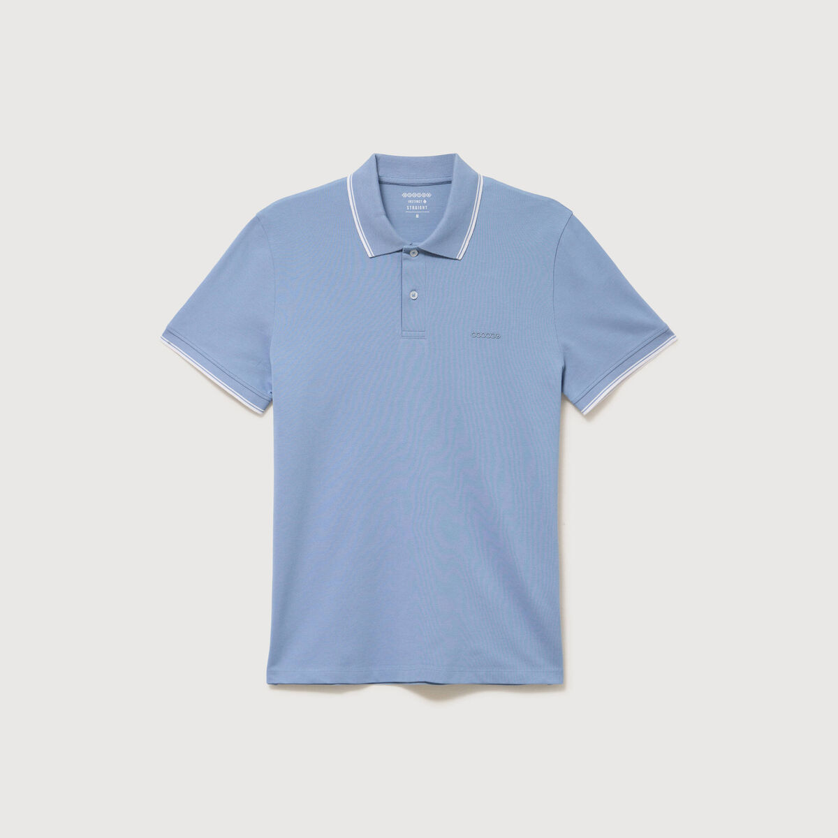 Polo cintr&eacute; en coton manches courtes bleu gris homme