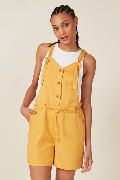 Combishort ceinturée jaune femme