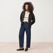 Jeans barrel taille haute broderie denim brut clean femme