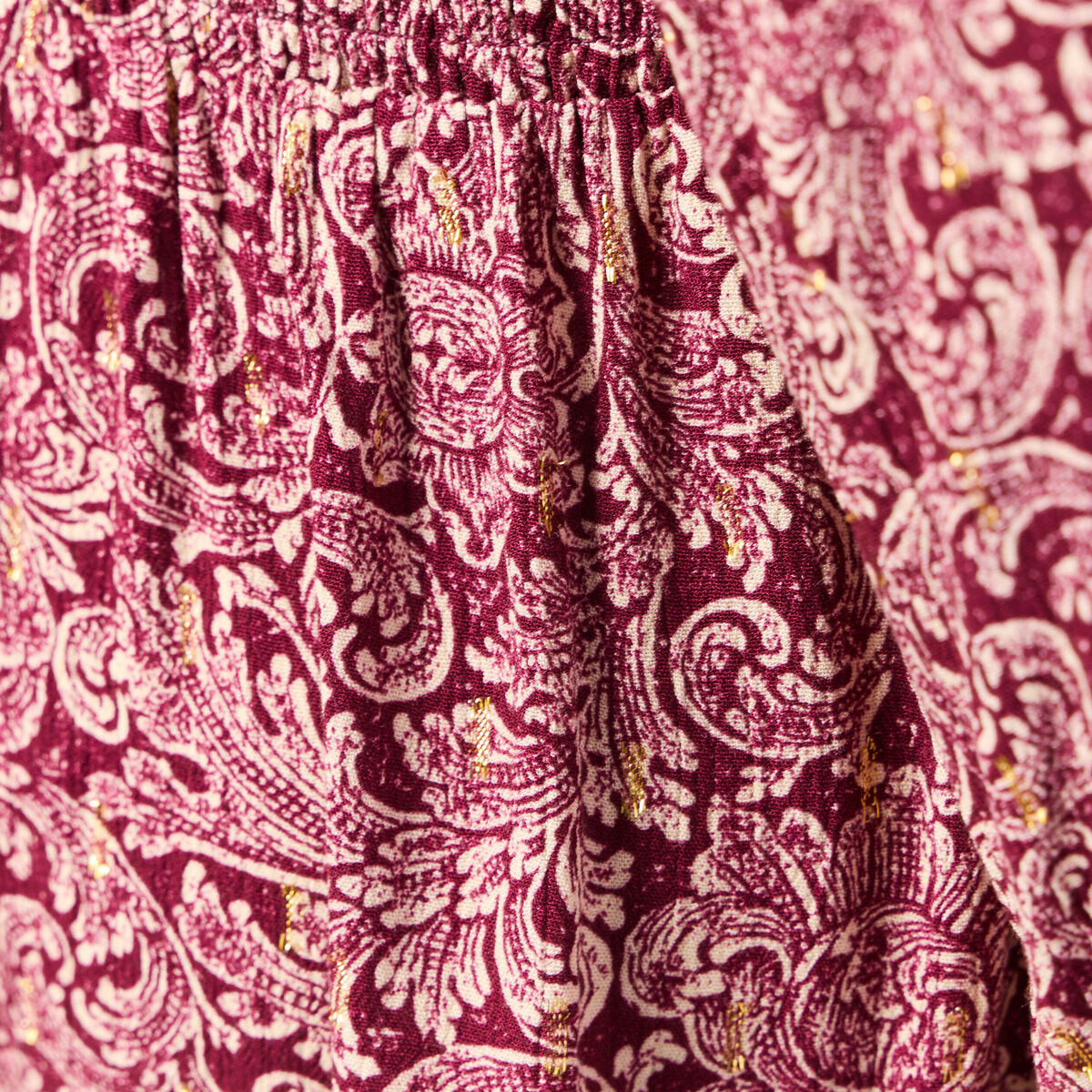 Robe évasée fluide bordeaux femme
