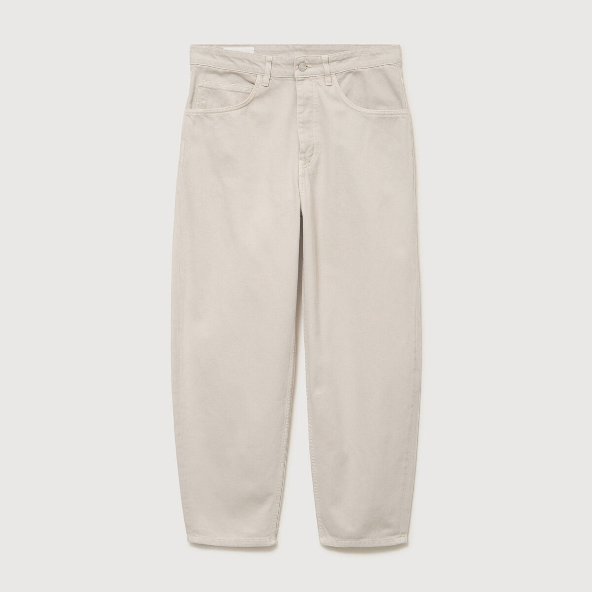 Jeans large longueur 32 en coton denim beige homme