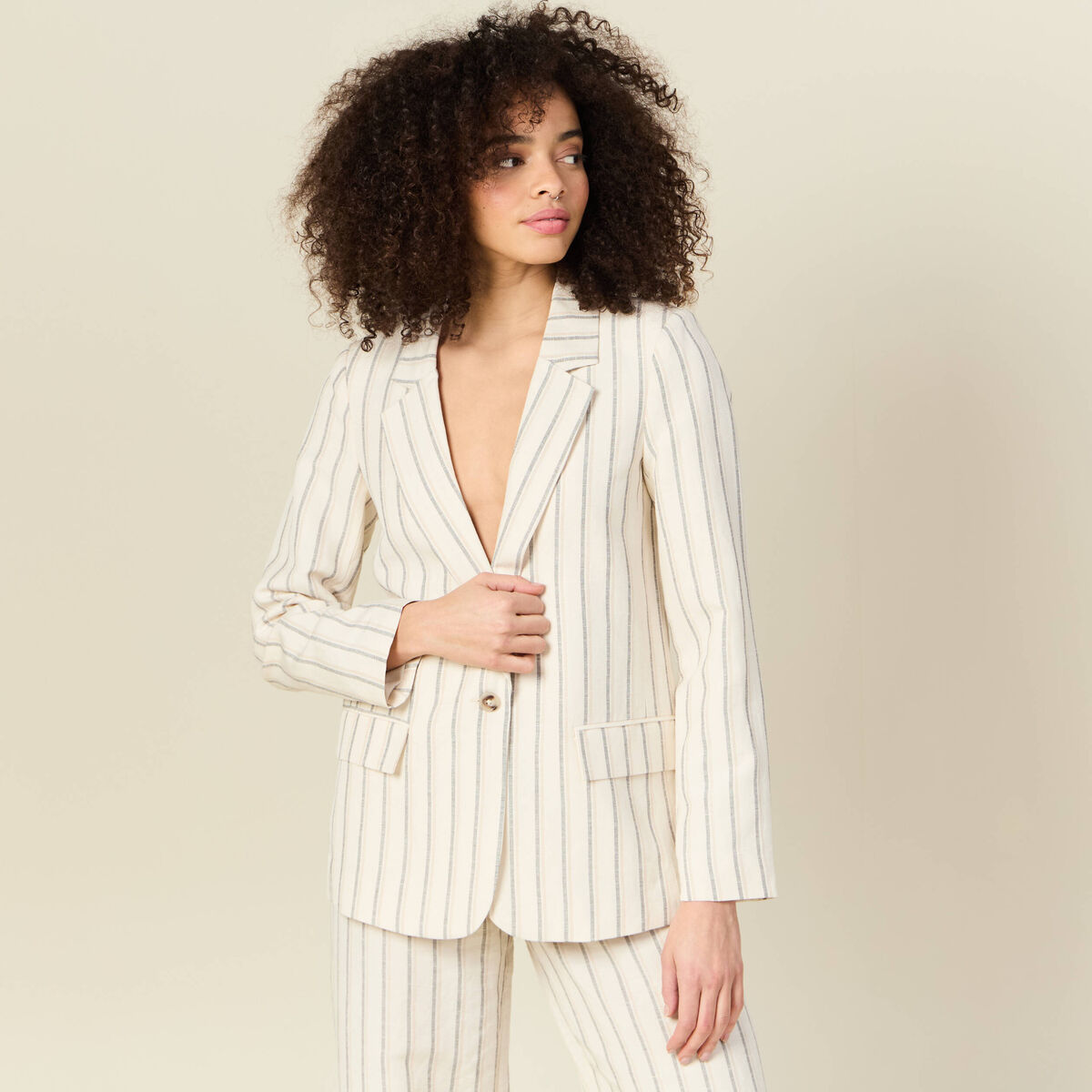 Veste blazer manches longues blanc femme