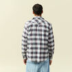 Chemise &agrave; carreaux manches longues ecru homme