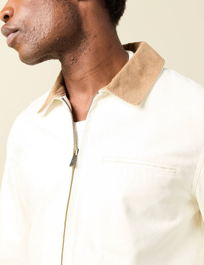 Blouson manches longues en coton ecru homme