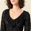 Blouse droite courte manches longues noir femme