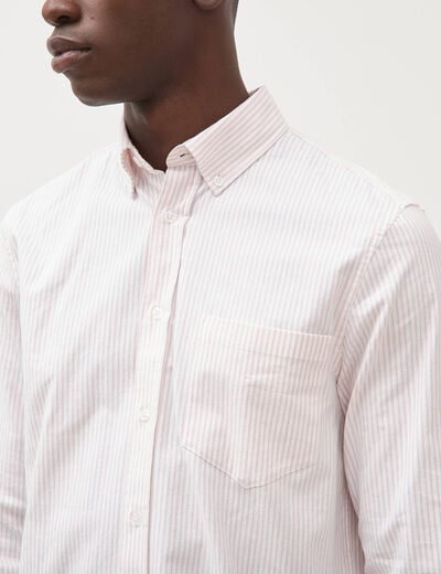 Chemise manches longues col am&eacute;ricain rose poudr&eacute;e homme