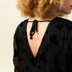 Robe manches longues en voile doubl&eacute;e noir femme
