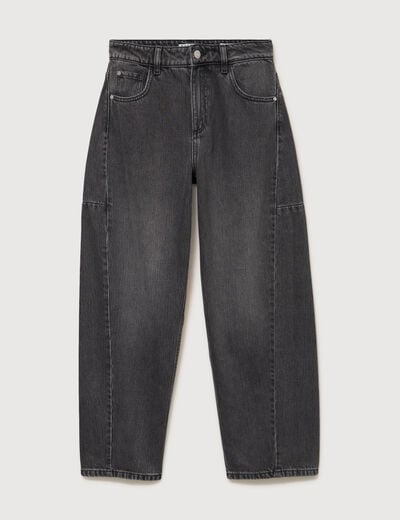 Jeans barrel taille standard denim gris femme