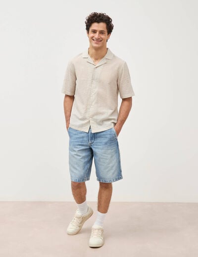 Chemise boyfriend manches courtes ecru homme