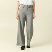 Pantalon large taille haute fluide gris femme