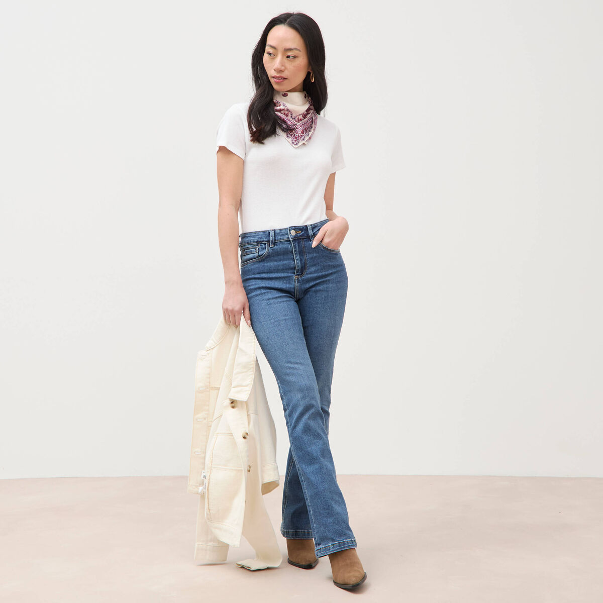 Jeans bootcut denim stone femme