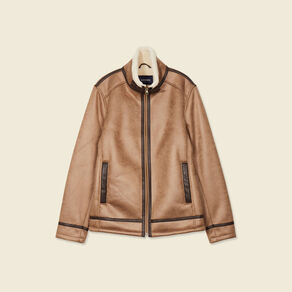 Blouson suédine zippé marron foncé homme