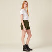 Short droit en velours vert kaki femme
