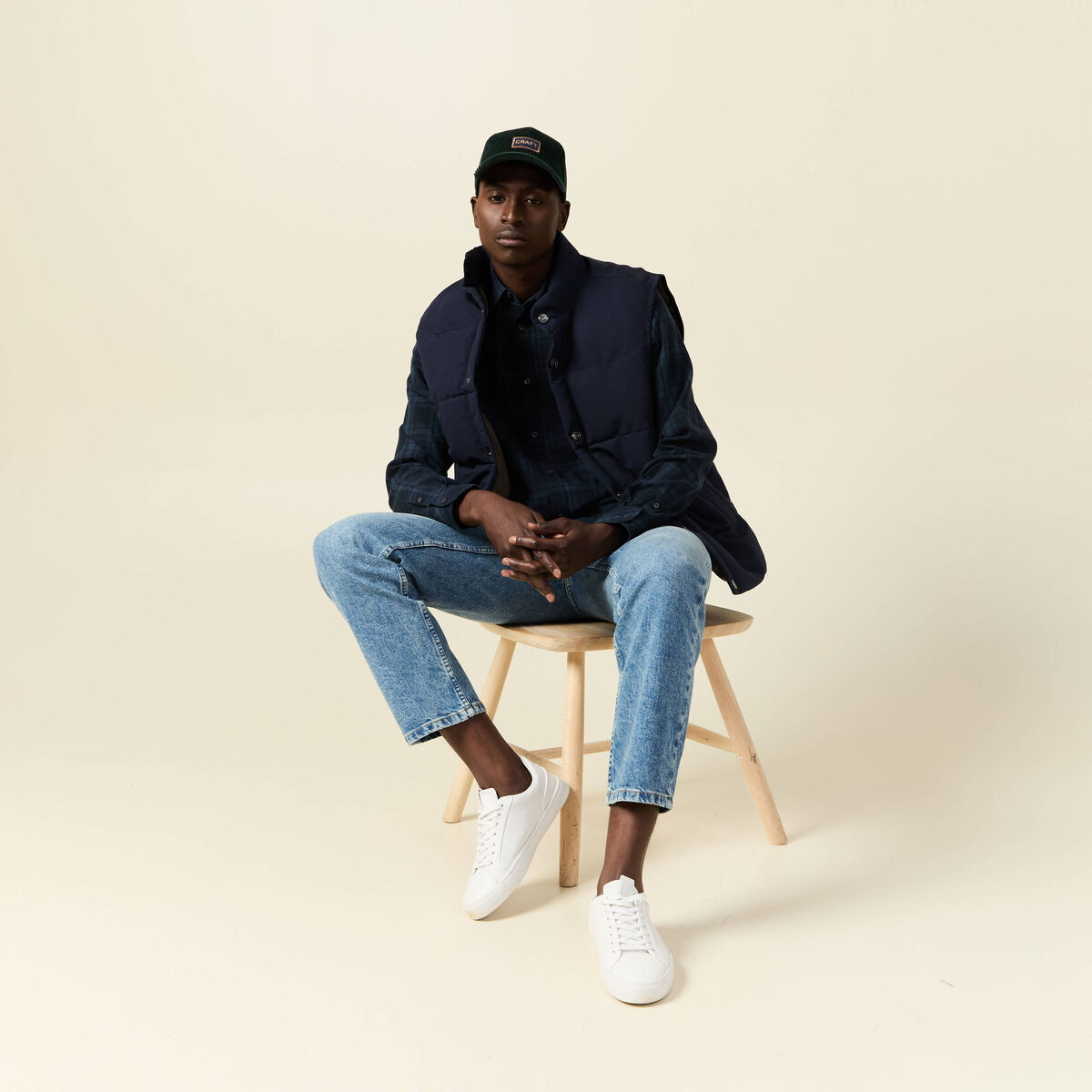 Doudoune sans manches bleu marine homme