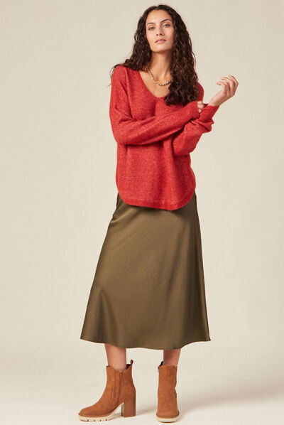 Pull éco-responsable rouge foncé femme