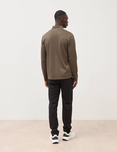 Sweat droit col montant manches longues taupe homme