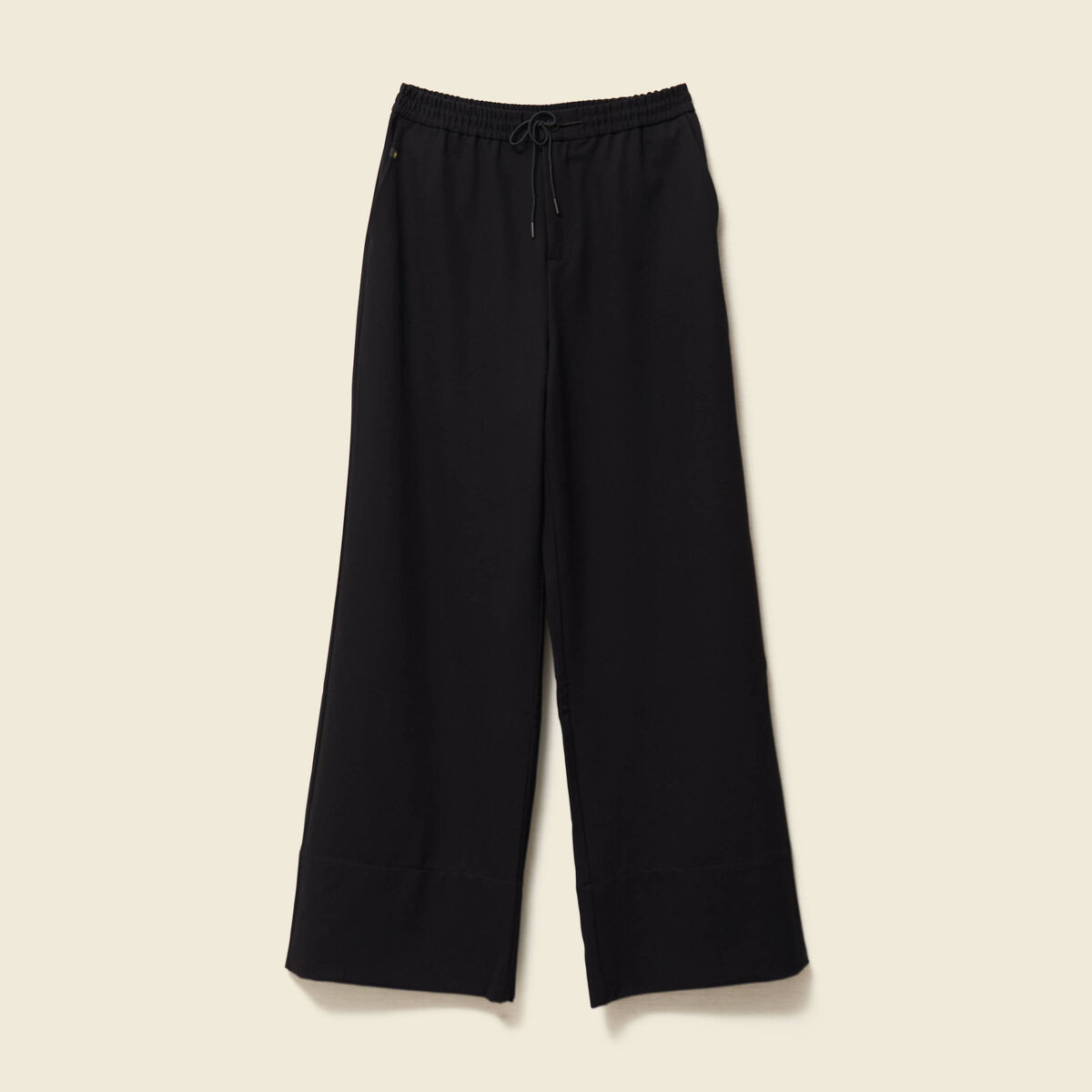 Pantalon large élastiqué noir femme