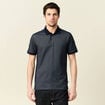 Polo cintr&eacute; manches courtes col polo bleu marine homme