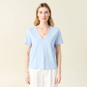 T-shirt manches courtes bleu clair femme