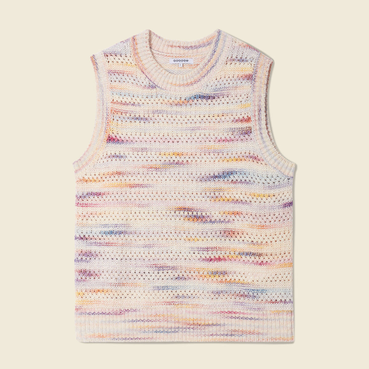 Pull sans manches ajouré creme femme