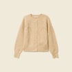 Gilet manches longues col rond creme femme